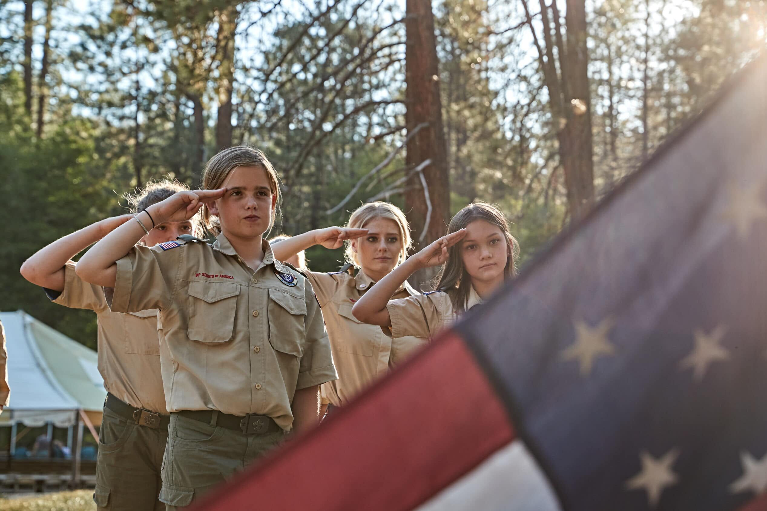 Participating in a flag ceremony